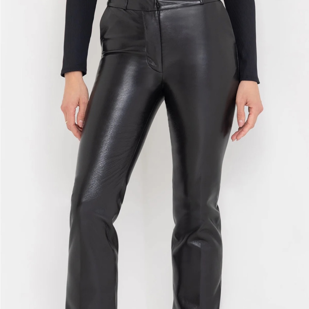 Generation Love Black Leather Straight Leg Pants
